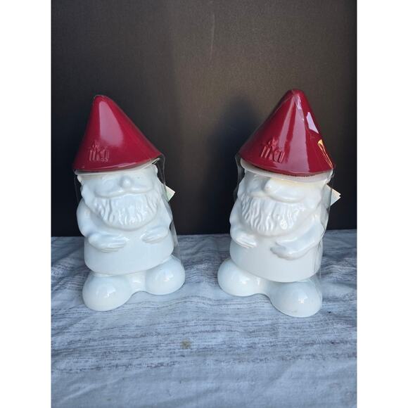TIKI Gnome Table Torches Ceramic Red Hat Outdoor Patio Set of 2 - Picture 1 of 4